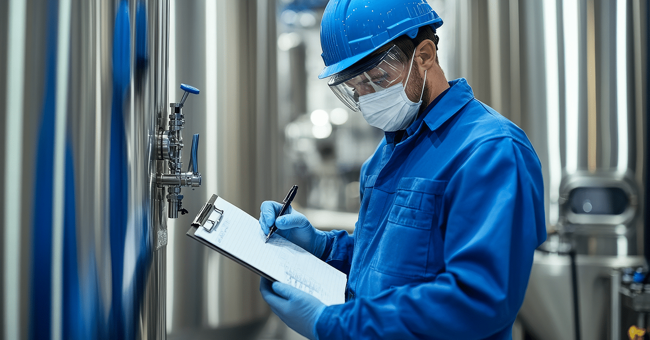 Food safety worker inspecting facility