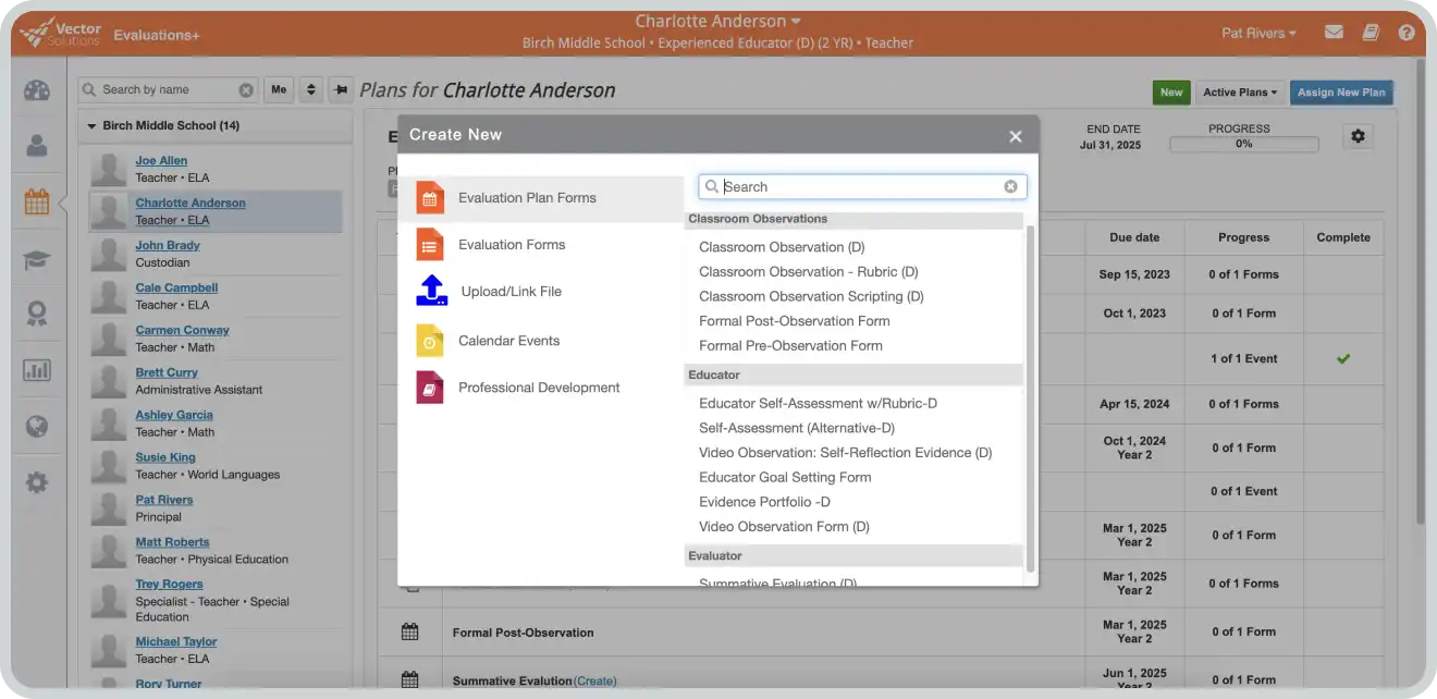 Create new form functionality on Vector dashboard
