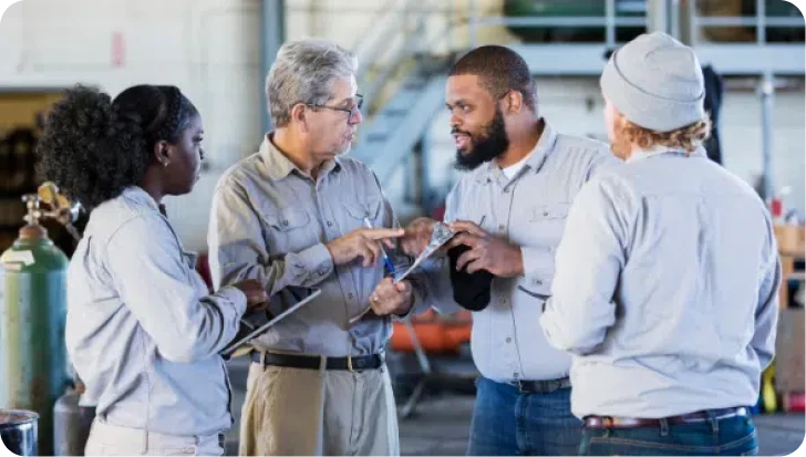Group of coworkers having a discussion