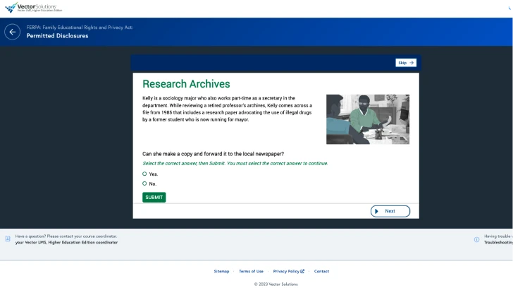 Training material on Vector platform