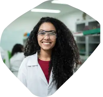 Chemical engineering wearing protective glasses